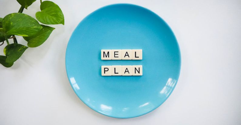 Meal Plan - Blue Ceramic Plate With Meal Plan Blocks